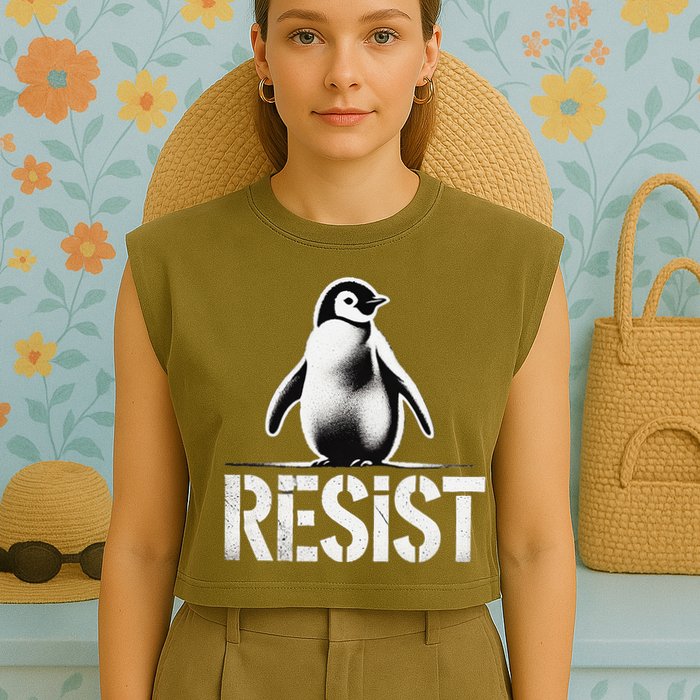 Resist Penguin Activism Penguins Protest Against Tariffs Garment-Dyed Women's Muscle Tee