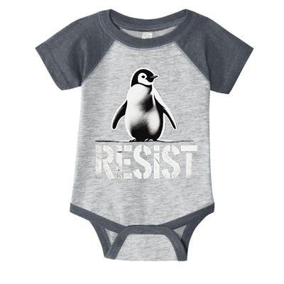 Resist Penguin Activism Penguins Protest Against Tariffs Infant Baby Jersey Bodysuit