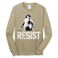 Resist Penguin Activism Penguins Protest Against Tariffs Tall Long Sleeve T-Shirt