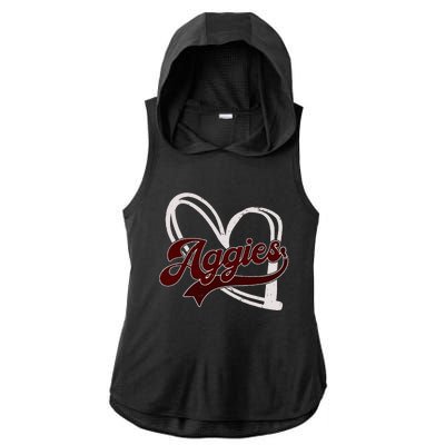 Retro Personalized Aggies Heart Ladies PosiCharge Tri-Blend Wicking Draft Hoodie Tank