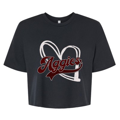 Retro Personalized Aggies Heart Bella+Canvas Jersey Crop Tee