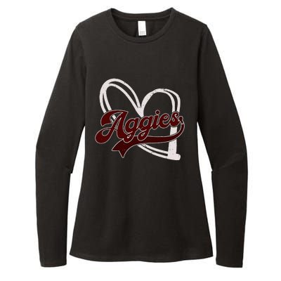 Retro Personalized Aggies Heart Womens CVC Long Sleeve Shirt