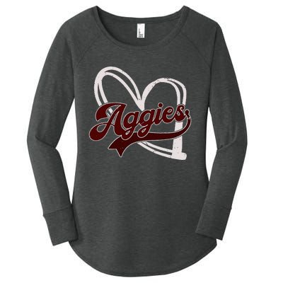 Retro Personalized Aggies Heart Women's Perfect Tri Tunic Long Sleeve Shirt