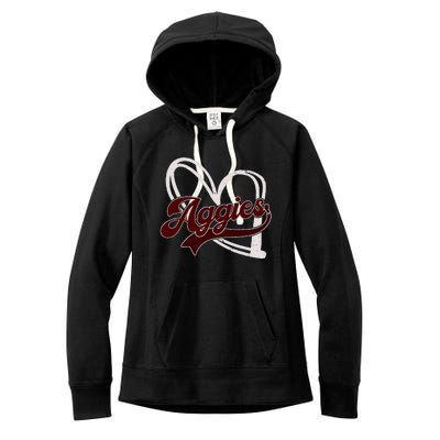 Retro Personalized Aggies Heart Women's Fleece Hoodie