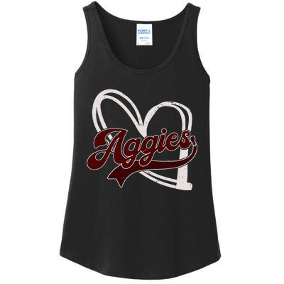 Retro Personalized Aggies Heart Ladies Essential Tank