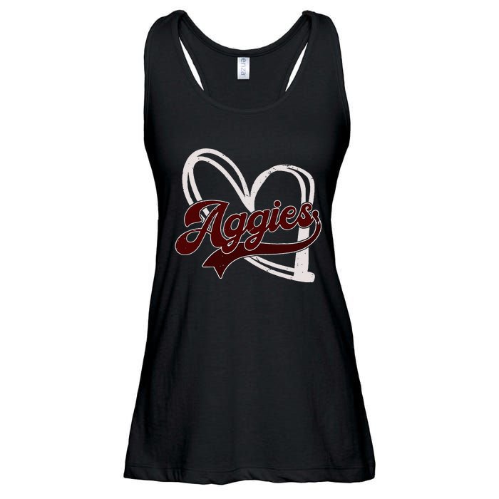 Retro Personalized Aggies Heart Ladies Essential Flowy Tank