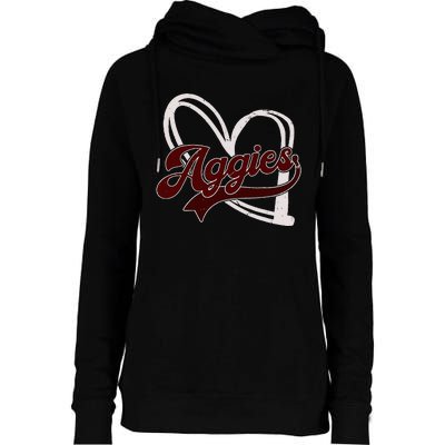 Retro Personalized Aggies Heart Womens Funnel Neck Pullover Hood