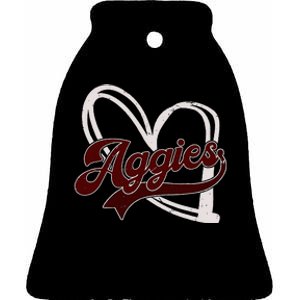 Retro Personalized Aggies Heart Ceramic Bell Ornament