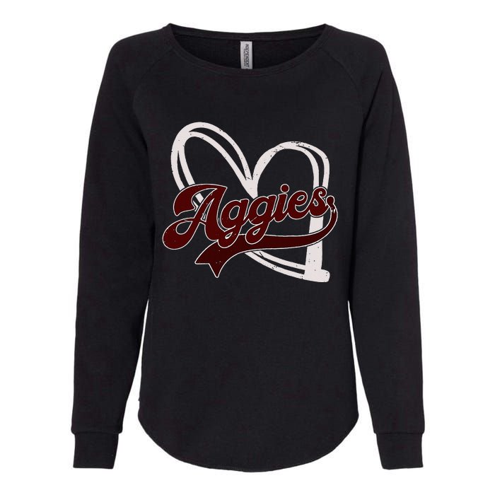 Retro Personalized Aggies Heart Womens California Wash Sweatshirt