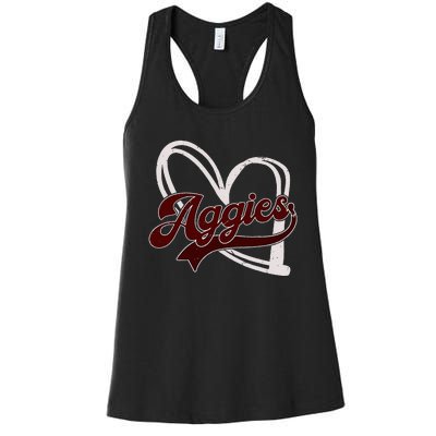 Retro Personalized Aggies Heart Women's Racerback Tank