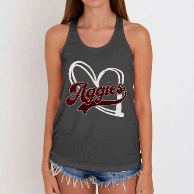 Retro Personalized Aggies Heart Women's Knotted Racerback Tank