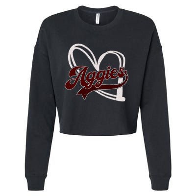 Retro Personalized Aggies Heart Cropped Pullover Crew