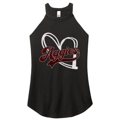 Retro Personalized Aggies Heart Women's Perfect Tri Rocker Tank