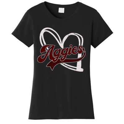 Retro Personalized Aggies Heart Women's T-Shirt