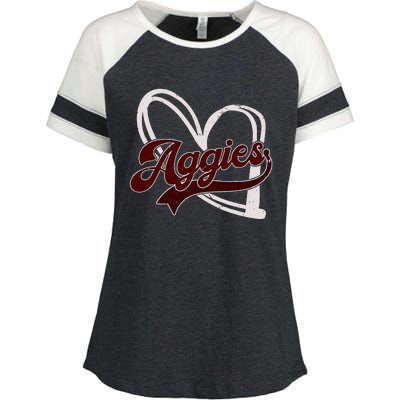 Retro Personalized Aggies Heart Enza Ladies Jersey Colorblock Tee