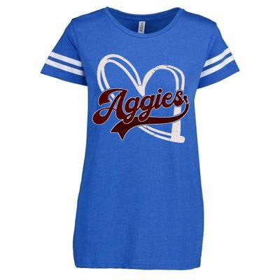 Retro Personalized Aggies Heart Enza Ladies Jersey Football T-Shirt