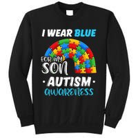 rainbow puzzle Autism I Wear Blue For Son Autism Awareness Sweatshirt