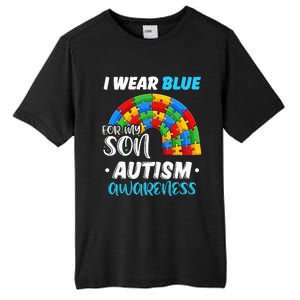 rainbow puzzle Autism I Wear Blue For Son Autism Awareness Tall Fusion ChromaSoft Performance T-Shirt