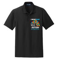 rainbow puzzle Autism I Wear Blue For Son Autism Awareness Dry Zone Grid Polo