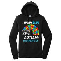 rainbow puzzle Autism I Wear Blue For Son Autism Awareness Women's Pullover Hoodie