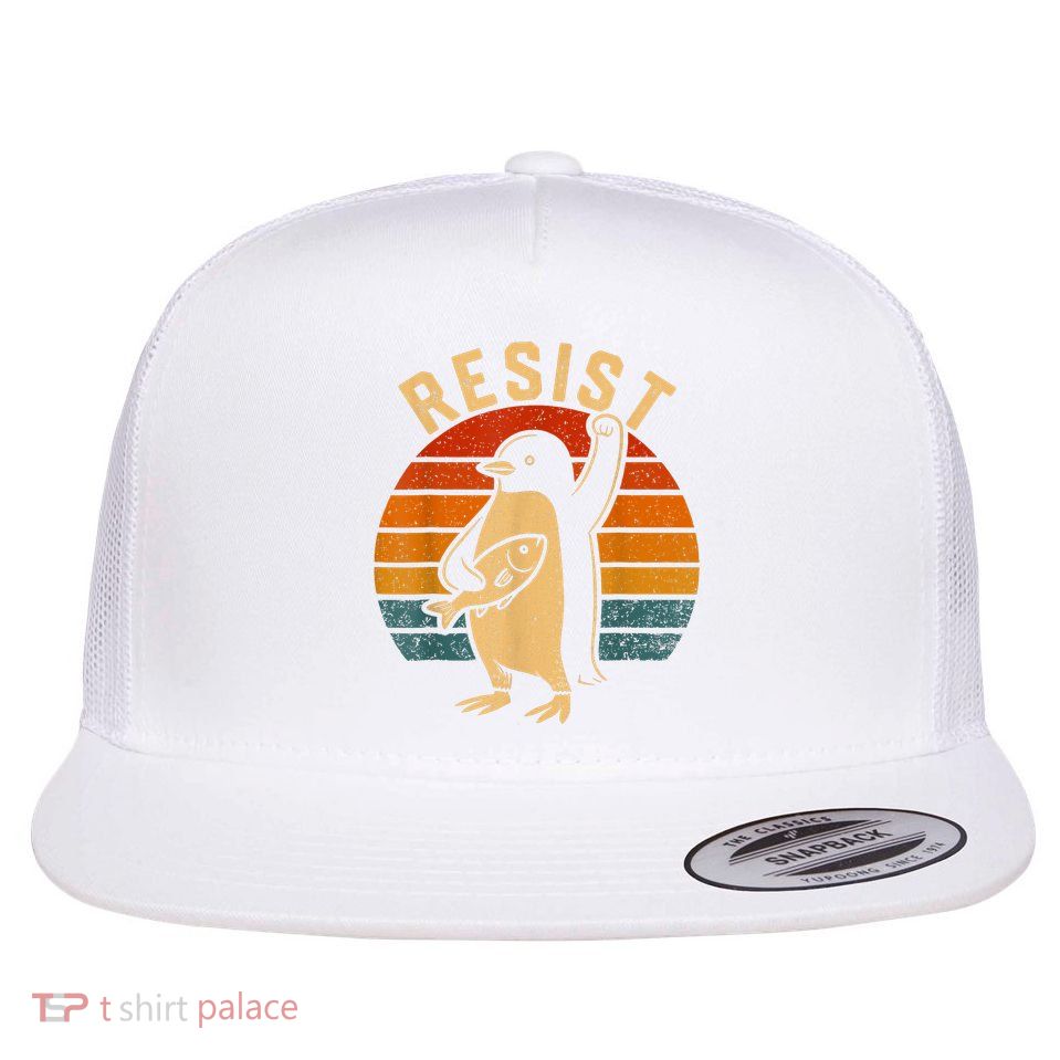 Resist Penguins Activism Graphic We Stand With Penguins  Flat Bill Trucker Hat
