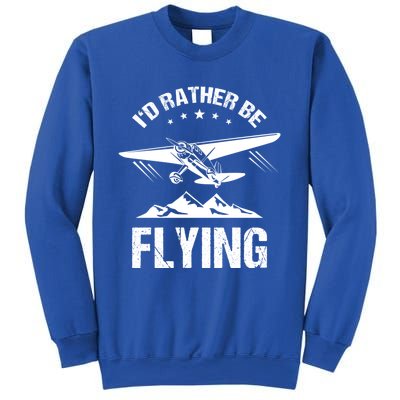 Retro Pilot Aviation ID Rather Be Flying Plane Gift Pilot Gift Sweatshirt