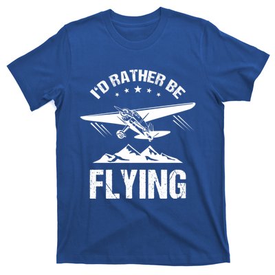 Retro Pilot Aviation ID Rather Be Flying Plane Gift Pilot Gift T-Shirt