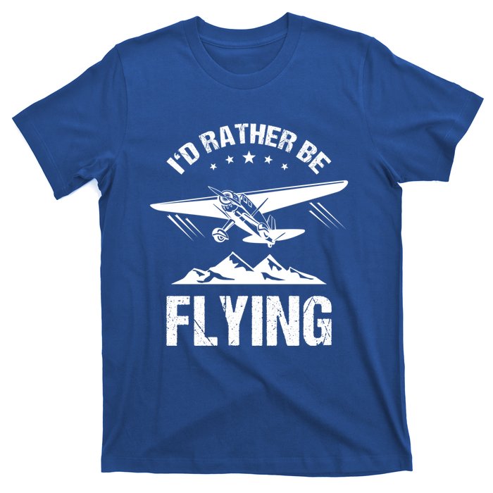 Retro Pilot Aviation ID Rather Be Flying Plane Gift Pilot Gift T-Shirt