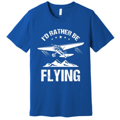 Retro Pilot Aviation ID Rather Be Flying Plane Gift Pilot Gift Premium T-Shirt