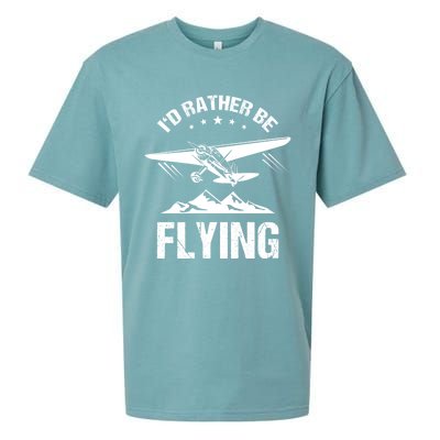 Retro Pilot Aviation ID Rather Be Flying Plane Gift Pilot Gift Sueded Cloud Jersey T-Shirt