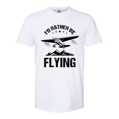 Retro Pilot Aviation ID Rather Be Flying Plane Gift Pilot Gift Softstyle CVC T-Shirt