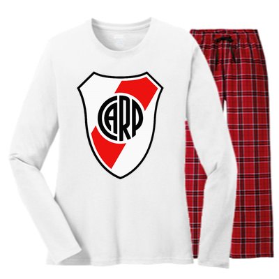 River Plate Argentina Coat Of Arms Women's Long Sleeve Flannel Pajama Set 