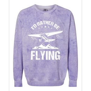 Retro Pilot Aviation Id Rather Be Flying Plane Gift Pilot Great Gift Colorblast Crewneck Sweatshirt