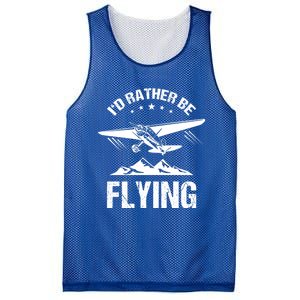 Retro Pilot Aviation Id Rather Be Flying Plane Gift Pilot Great Gift Mesh Reversible Basketball Jersey Tank