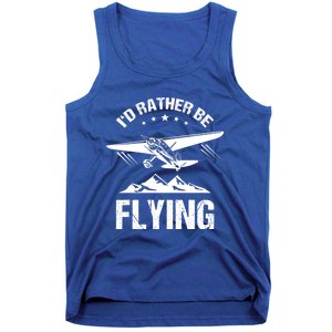 Retro Pilot Aviation Id Rather Be Flying Plane Gift Pilot Great Gift Tank Top