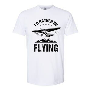 Retro Pilot Aviation Id Rather Be Flying Plane Gift Pilot Great Gift Softstyle CVC T-Shirt