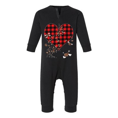 Red Plaid And Leopard Hearts Gift Cute Valentines Day Gift Infant Fleece One Piece