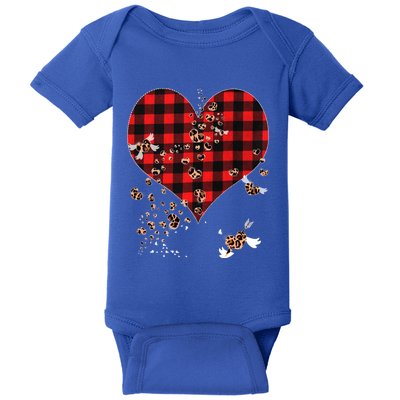 Red Plaid And Leopard Hearts Gift Cute Valentines Day Gift Baby Bodysuit