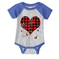 Red Plaid And Leopard Hearts Gift Cute Valentines Day Gift Infant Baby Jersey Bodysuit