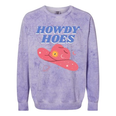 Retro Preppy Aesthetic Cowgirl Rodeo Howdy Hoes Cosmic Colorblast Crewneck Sweatshirt