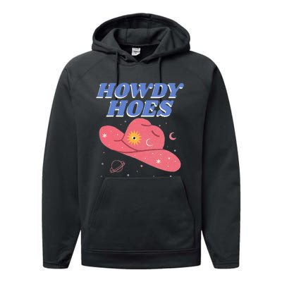 Retro Preppy Aesthetic Cowgirl Rodeo Howdy Hoes Cosmic Performance Fleece Hoodie