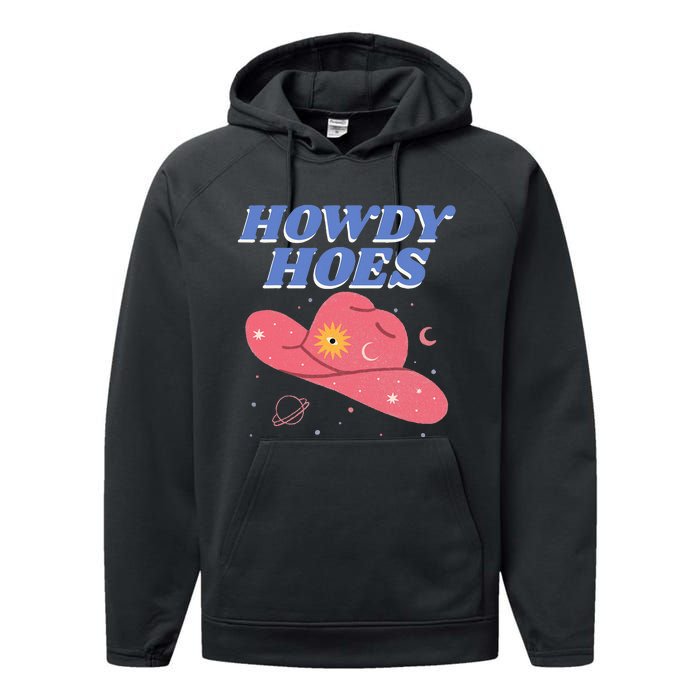 Retro Preppy Aesthetic Cowgirl Rodeo Howdy Hoes Cosmic Performance Fleece Hoodie