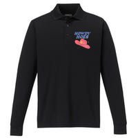 Retro Preppy Aesthetic Cowgirl Rodeo Howdy Hoes Cosmic Performance Long Sleeve Polo