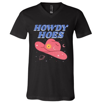 Retro Preppy Aesthetic Cowgirl Rodeo Howdy Hoes Cosmic V-Neck T-Shirt