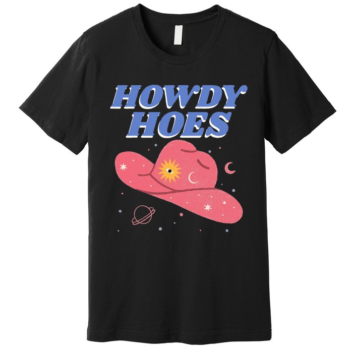 Retro Preppy Aesthetic Cowgirl Rodeo Howdy Hoes Cosmic Premium T-Shirt