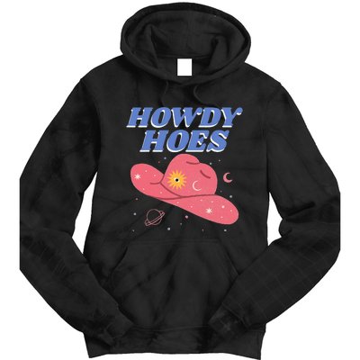 Retro Preppy Aesthetic Cowgirl Rodeo Howdy Hoes Cosmic Tie Dye Hoodie