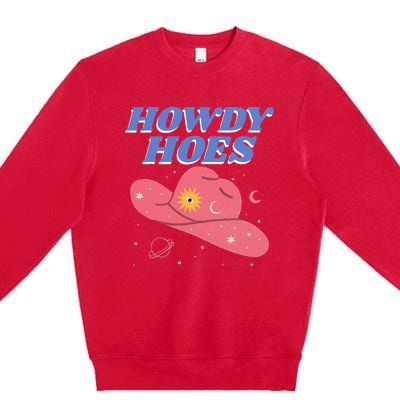 Retro Preppy Aesthetic Cowgirl Rodeo Howdy Hoes Cosmic Premium Crewneck Sweatshirt