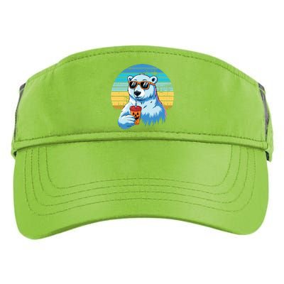 Retro Polar Bear In Sunglasses Halloween Funny Polar Bear Adult Drive Performance Visor