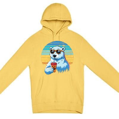 Retro Polar Bear In Sunglasses Halloween Funny Polar Bear Premium Pullover Hoodie