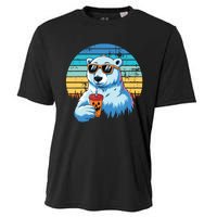 Retro Polar Bear In Sunglasses Halloween Funny Polar Bear Cooling Performance Crew T-Shirt